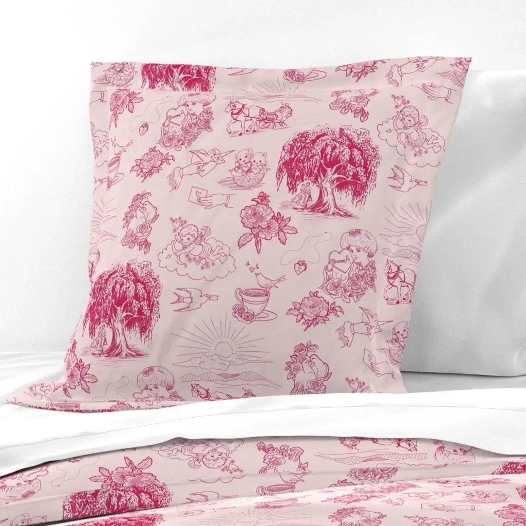 Vintage Valentine Toile De Jouy Euro Pillow Sham - Pink product