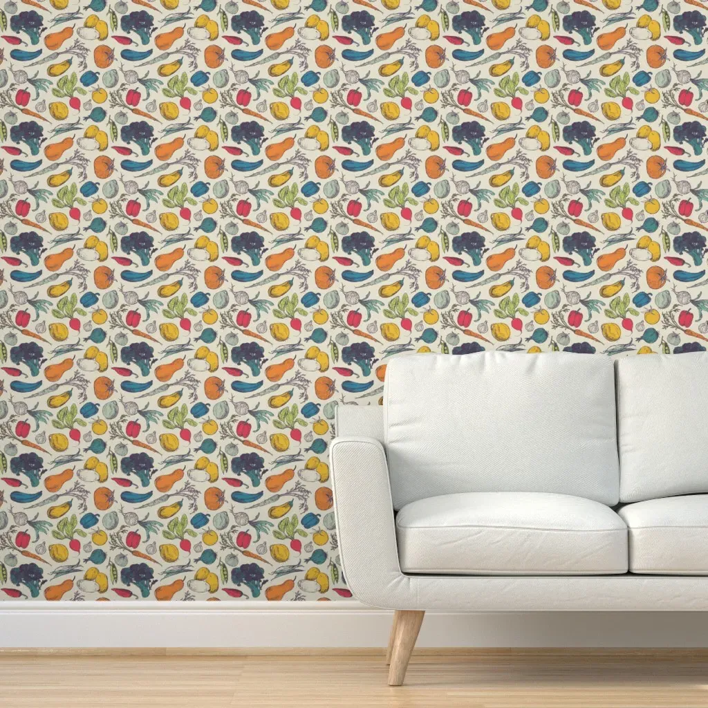 Vintage Vegetable Garden Peel and Stick Wallpaper - Cream product