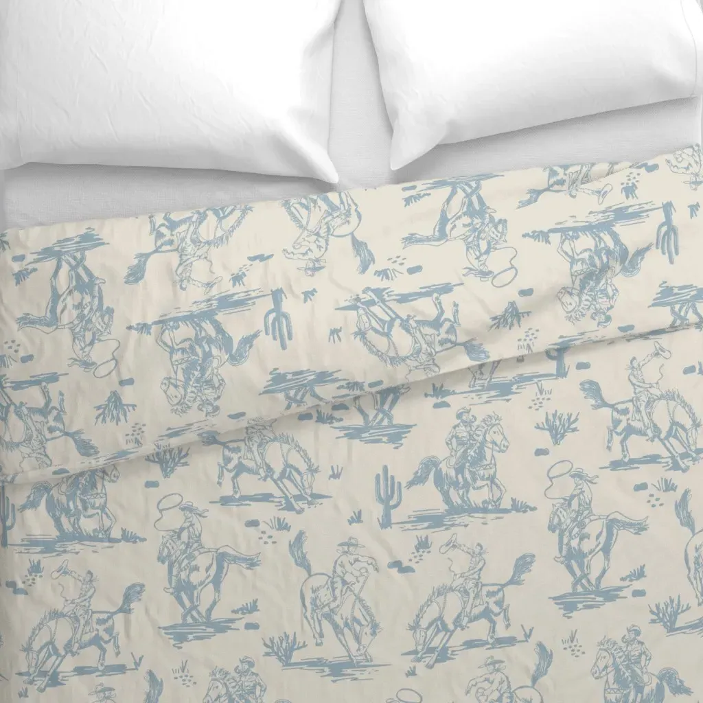 Vintage Western Rodeo Cowboy Duvet Cover - Light Blue alternate view
