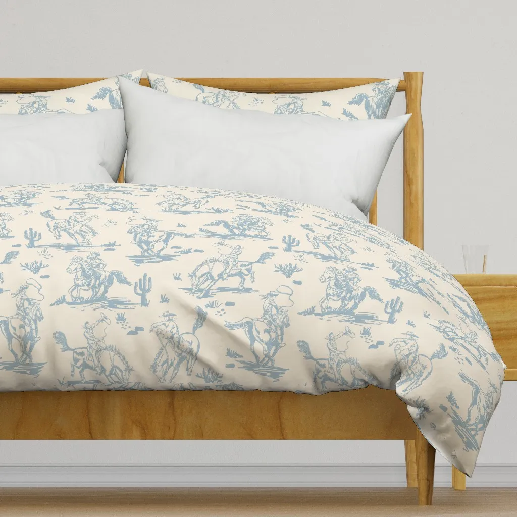 Vintage Western Rodeo Cowboy Duvet Cover - Light Blue product
