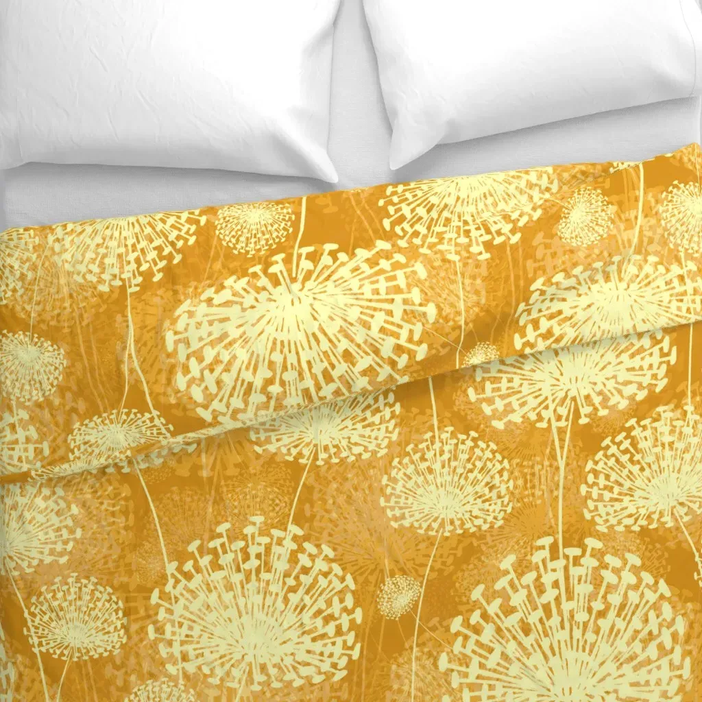 Vintage Yellow Dandelions Duvet Cover - Pale Yellow alternate view