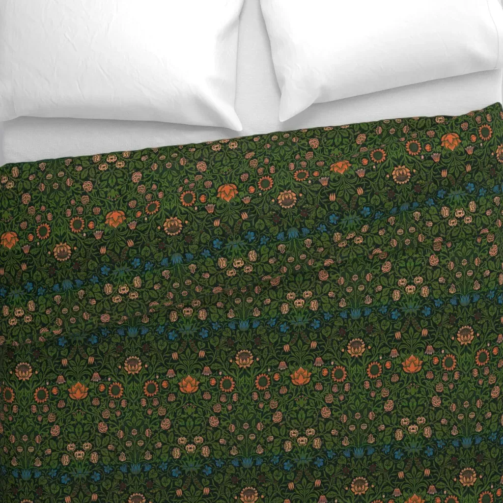 Violet And Columbine Duvet Cover - Dark Green alternate view