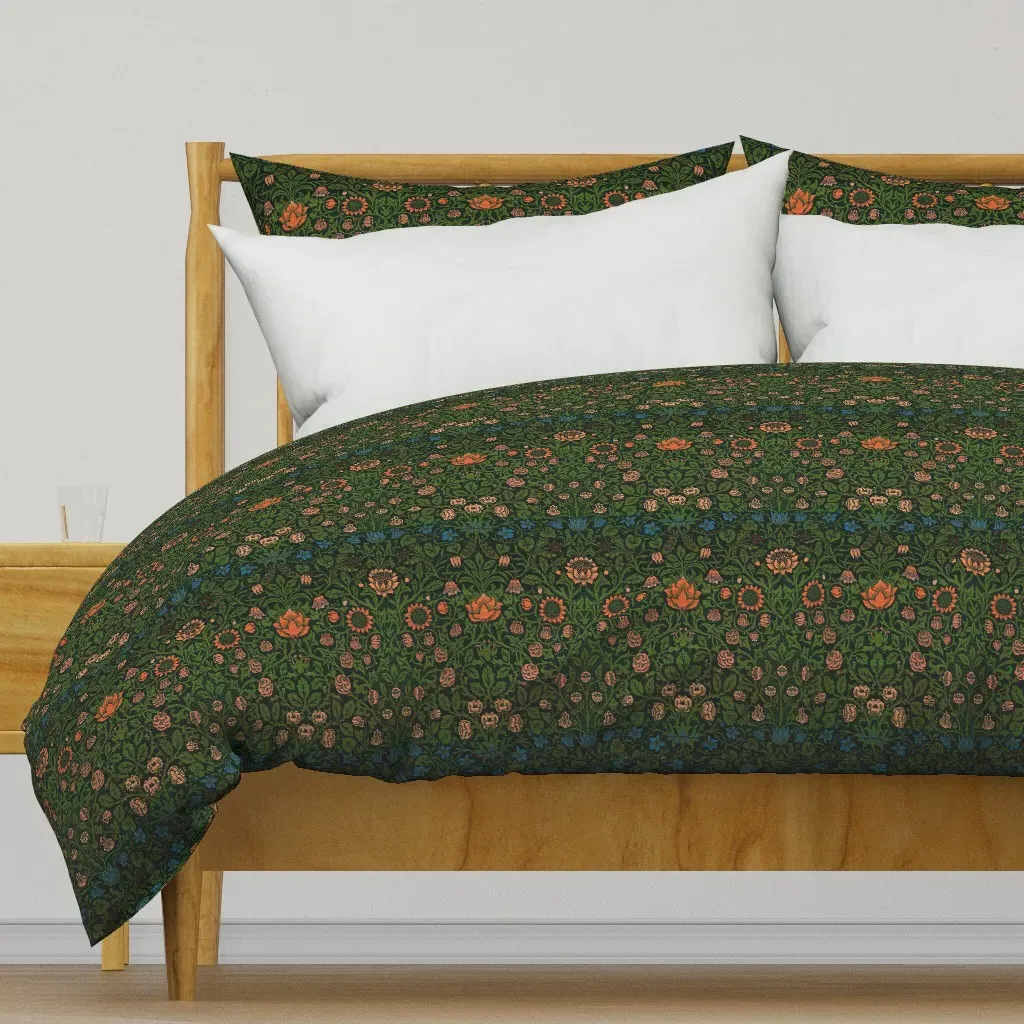 Violet And Columbine Duvet Cover - Dark Green product