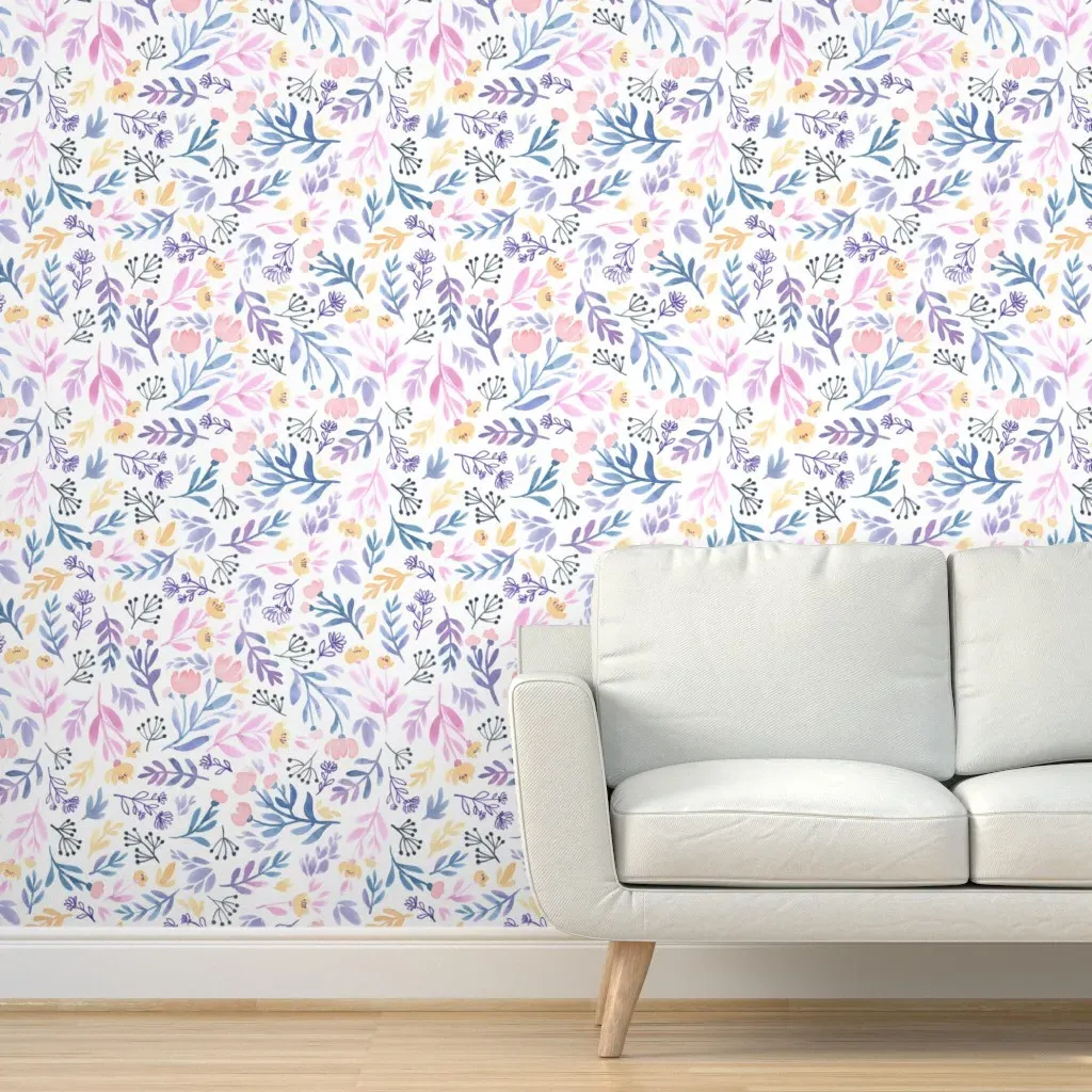 Violet Watercolor Floral Peel and Stick Wallpaper - Lavender product