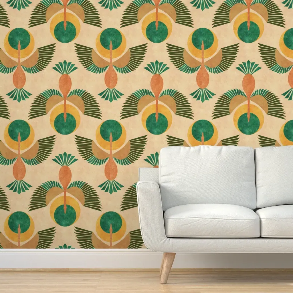 Virginia Lunar Crane Talisman Peel and Stick Wallpaper - Emerald Green product