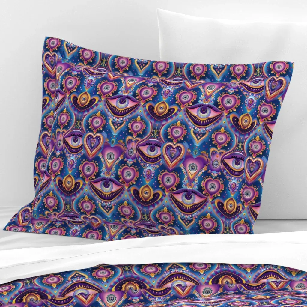 Vision Temple Standard Flanged Pillowcase - Purple, Cotton Sateen product