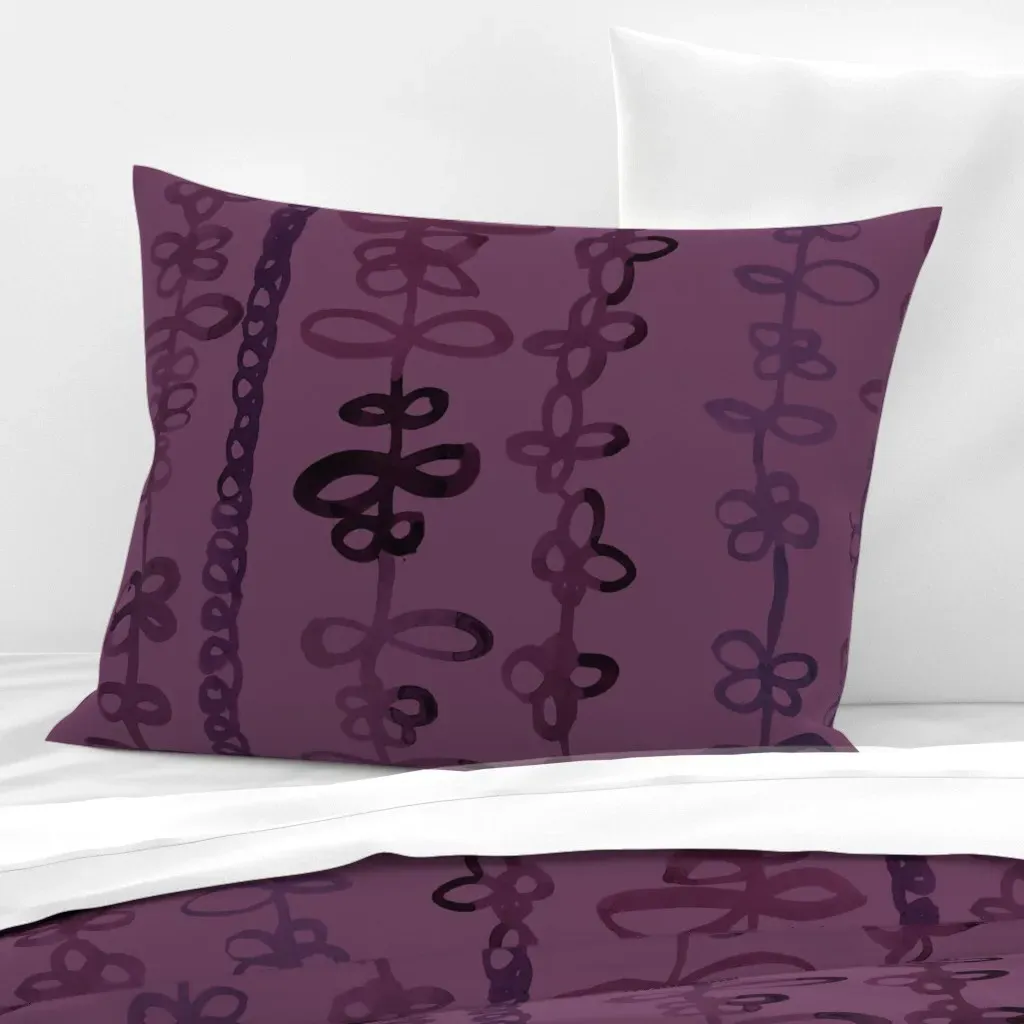 Viv Tat Stripes Standard Knife Edge Cushion Cover - Plum, Cotton Sateen product