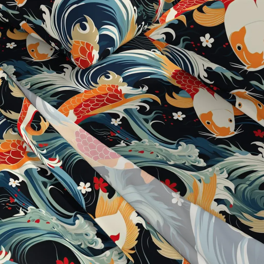Vivid Koi Atl 2038 King Size Sheet Set - Red-Orange alternate view