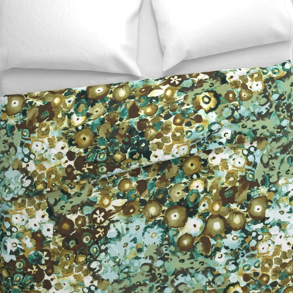 Vivid Rhythm Mineral Bloom Duvet Cover - Teal alternate view