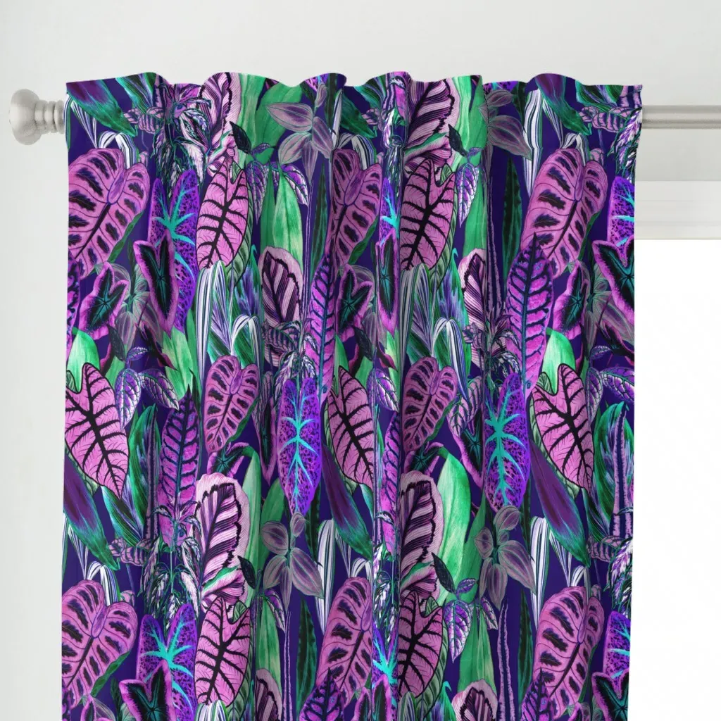 Vivid Tropics Pattern Curtain Panel - Purple alternate view