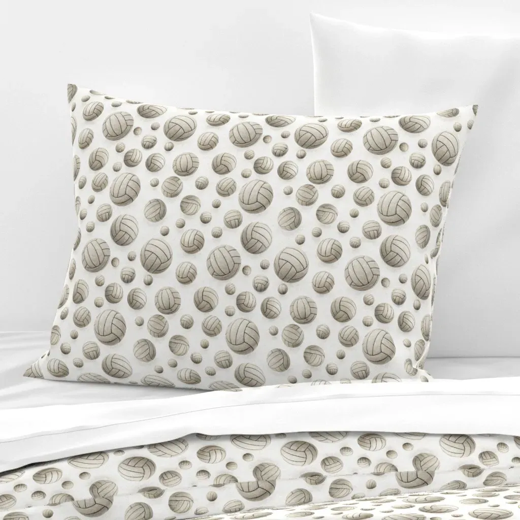 Volleyball Sports Standard Knife Edge Pillow - Off-White, Cotton Sateen product