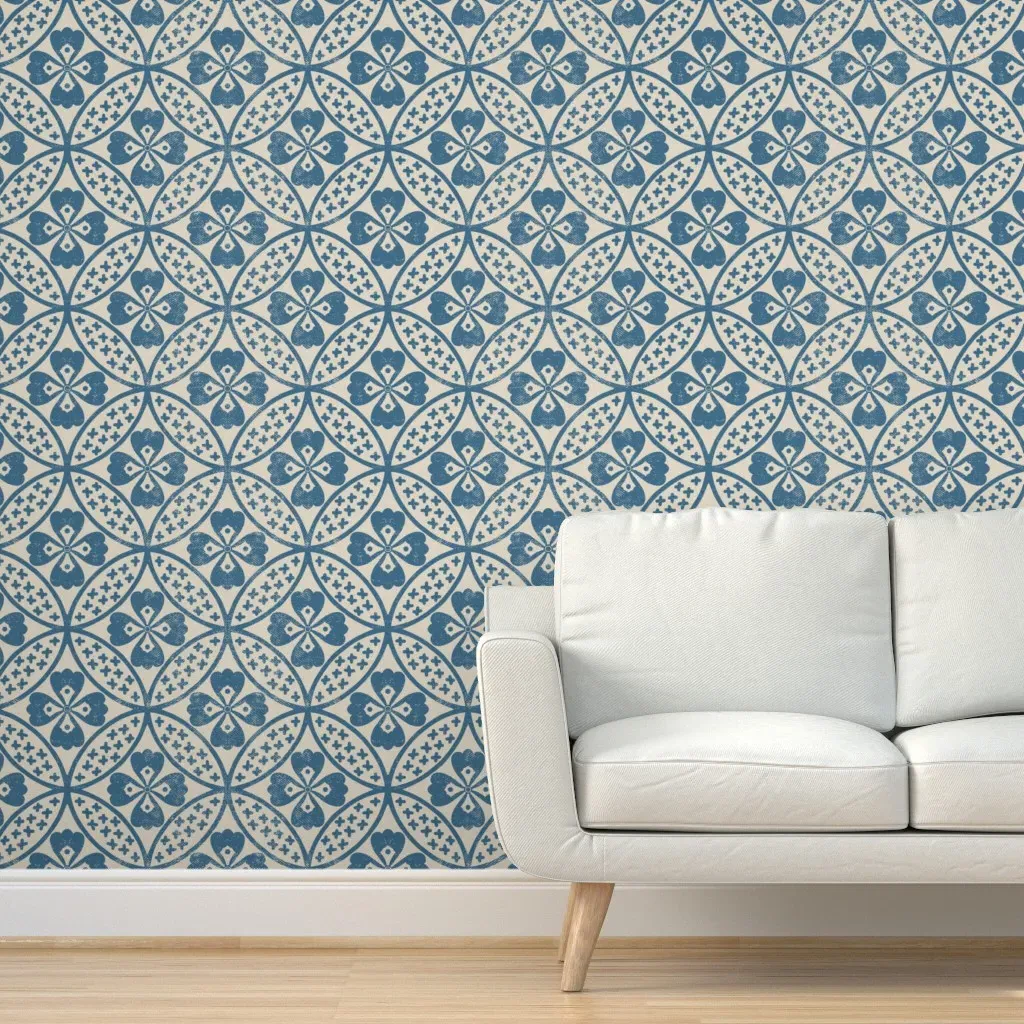 Wabi Denim Lotus Peel and Stick Wallpaper - Blue product