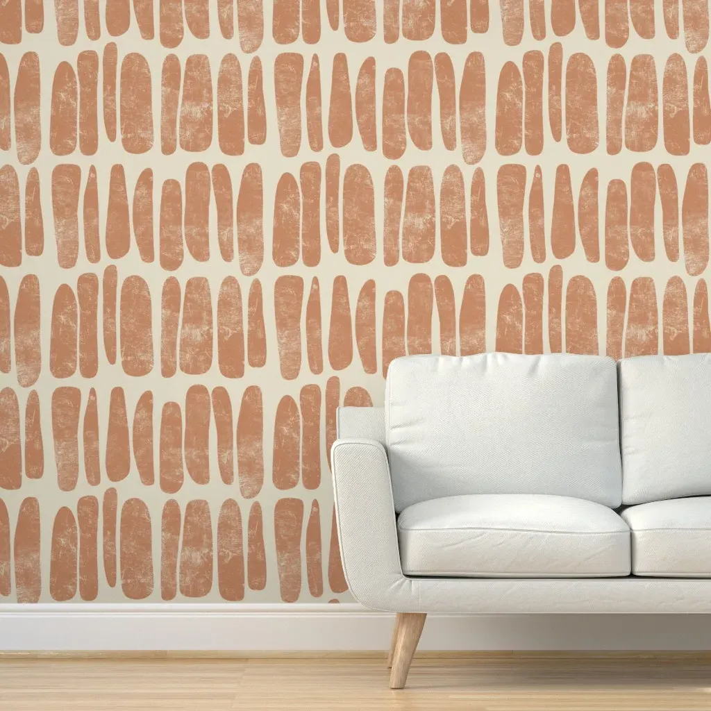 Wabi Sabi Japandi Large Peel and Stick Wallpaper - Terracotta product