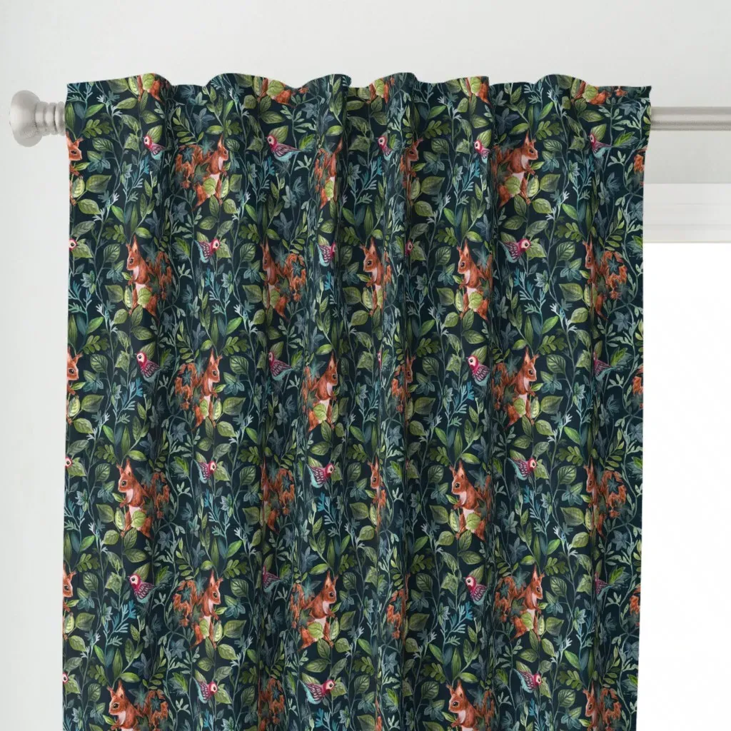 Wald Night Blue Curtain Panel - Dark Teal alternate view
