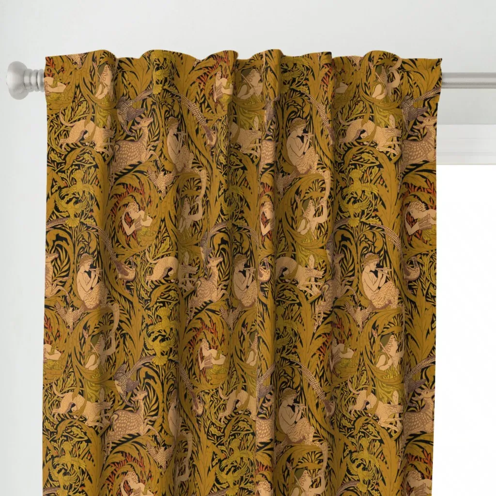 Walter Crane Woodnotes 11 Curtain Panel - Gold alternate view