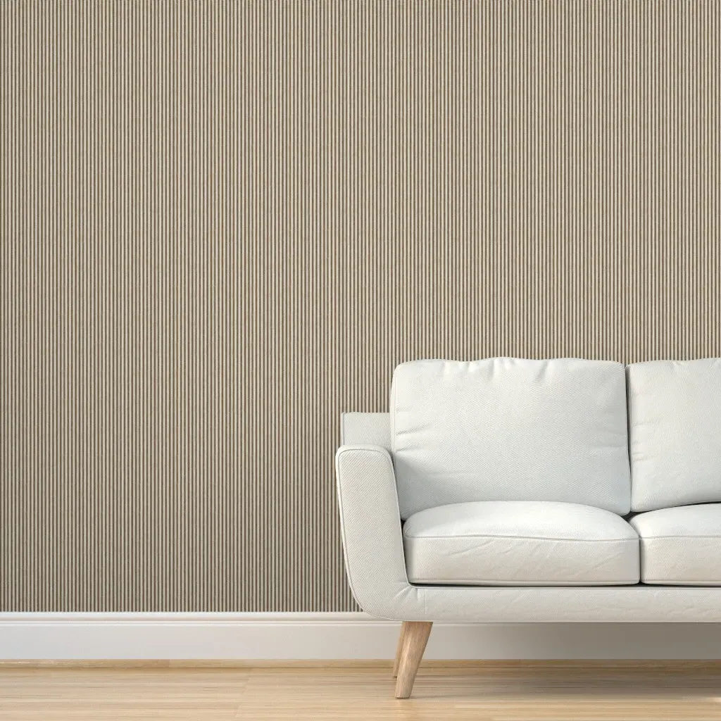 Walter Ticking Peel and Stick Wallpaper - Tobacco Brown, Cream product