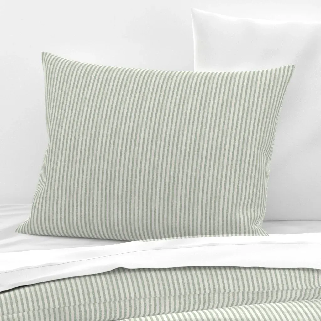 Walter Ticking Standard Knife Edge Cushion Cover - Sage Green, Cotton Sateen product