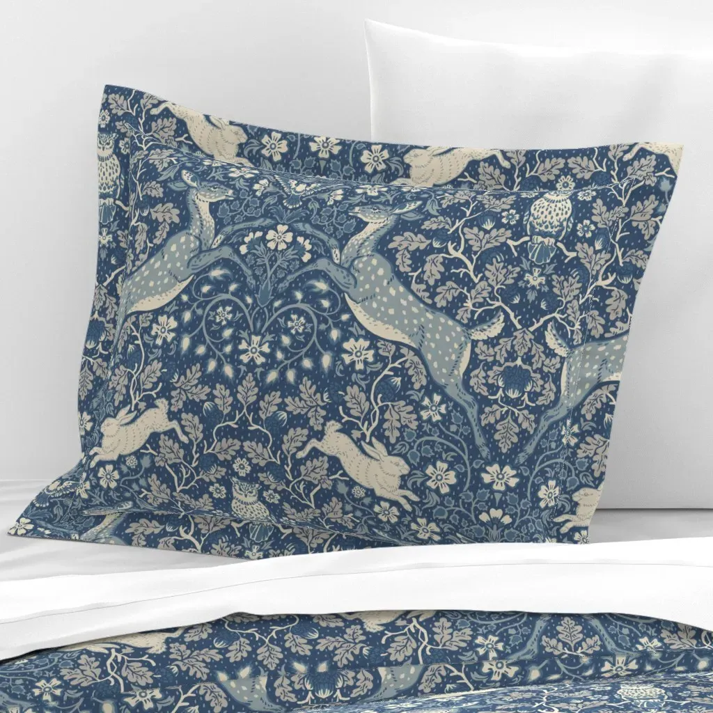 Waltham Winternight Standard Flanged Pillowcase - Blue, Cotton Sateen product
