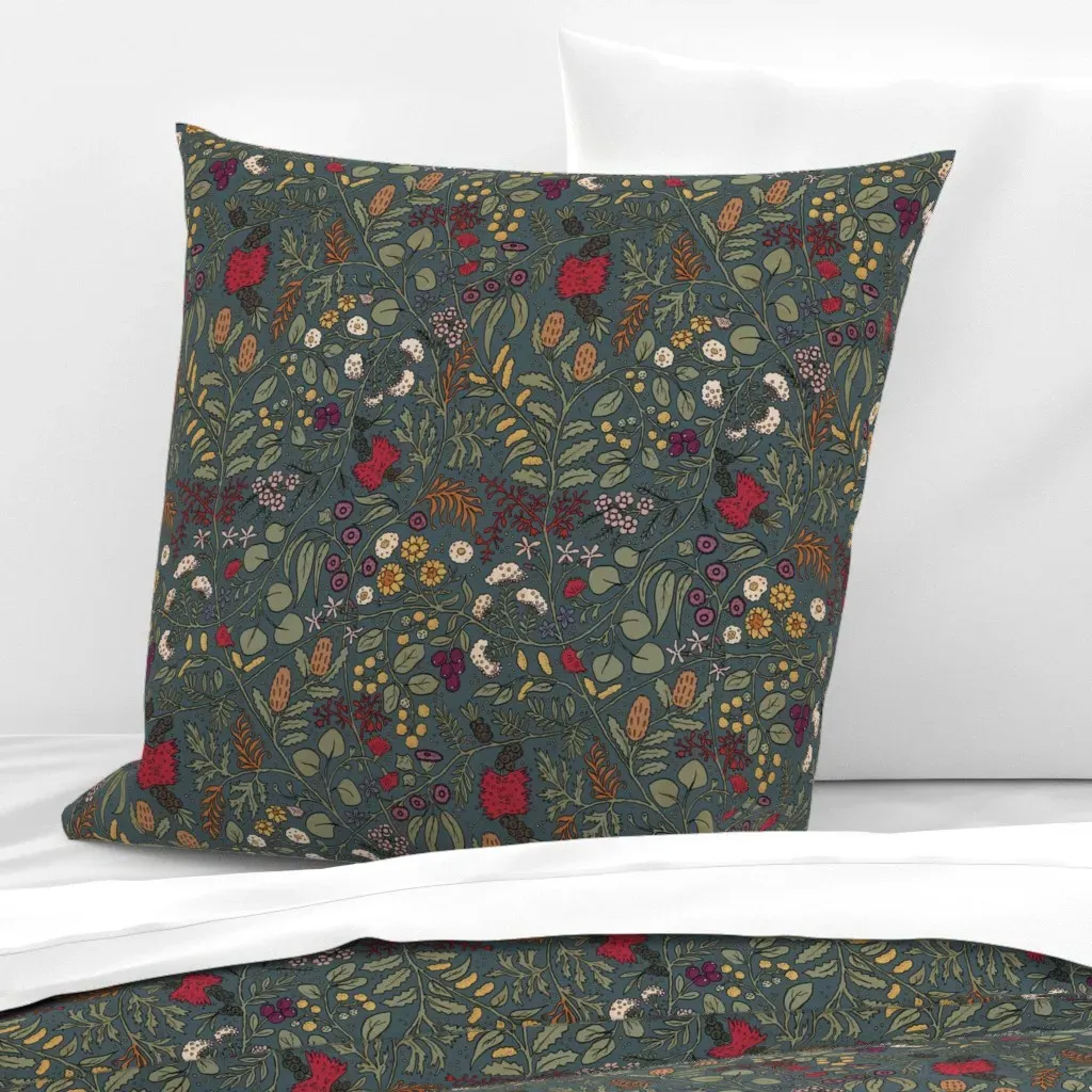 Wandering Wildflowers Euro Pillow Sham - Teal product
