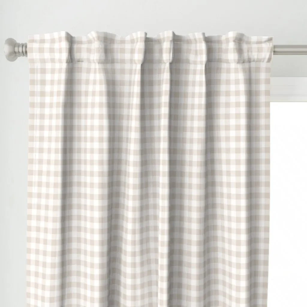 Warm Beige Gingham Curtain Panel - Beige alternate view