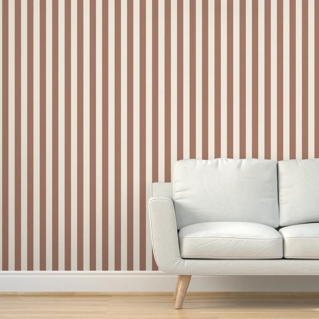Warm Mocha Mousse Thick Stripe Peel and Stick Wallpaper - Brown product
