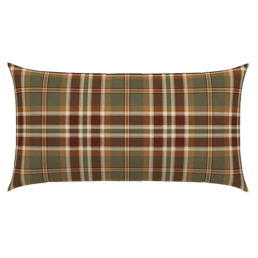 Warm Olive Rust Plaid King Pillow Sham - Dark Olive Green product