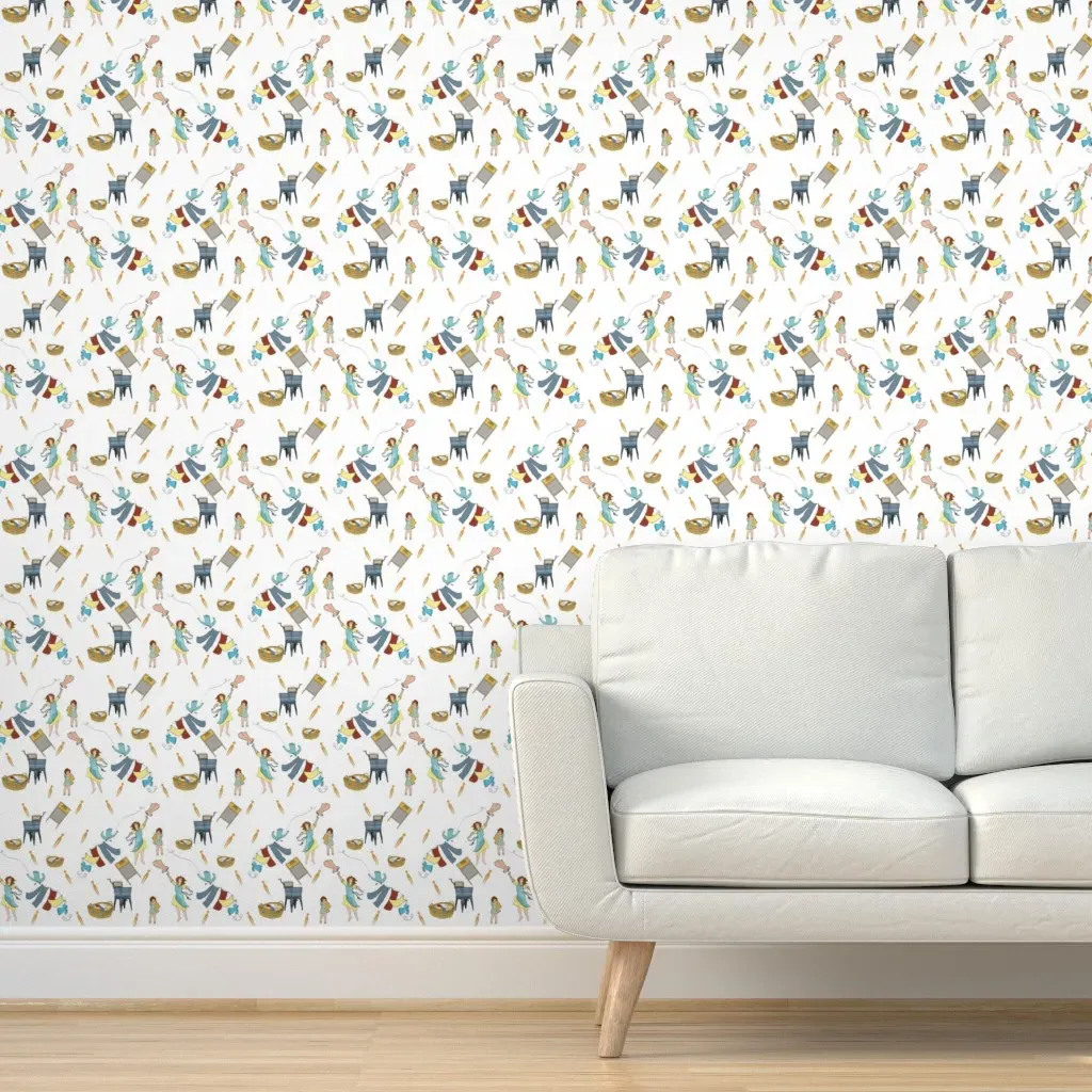 Washboard Laundry Day Peel and Stick Wallpaper - Gray product