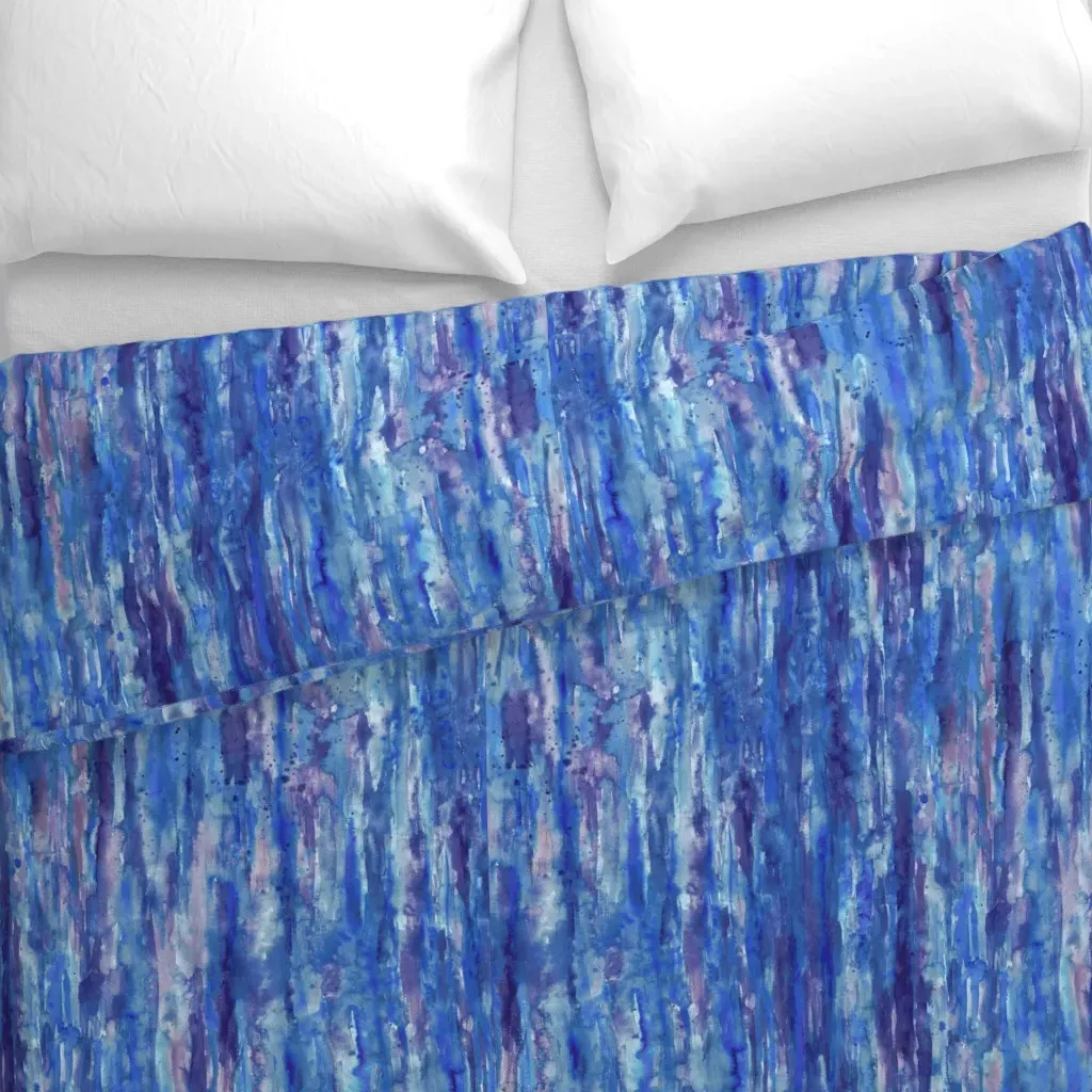 Washed Watercolor Stripes Duvet Cover - Blue alternate view