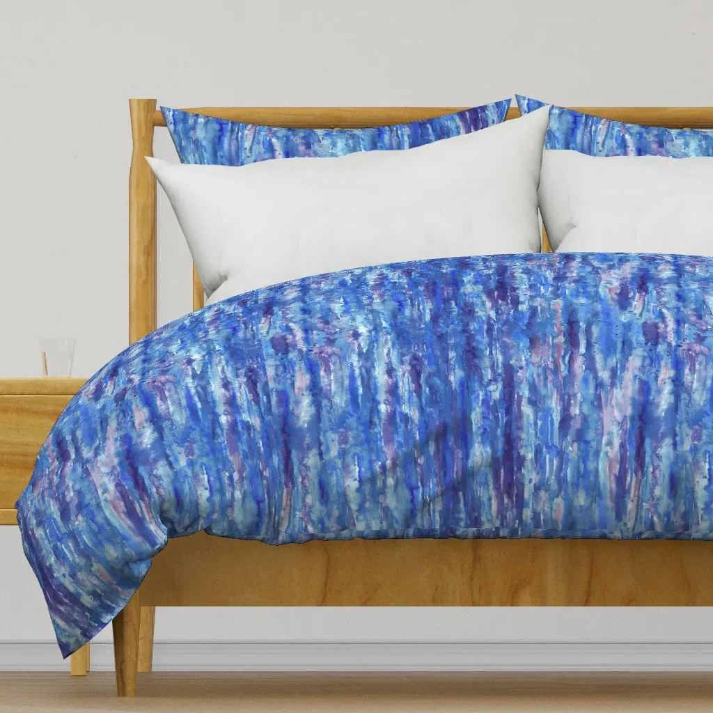 Washed Watercolor Stripes Duvet Cover - Blue product