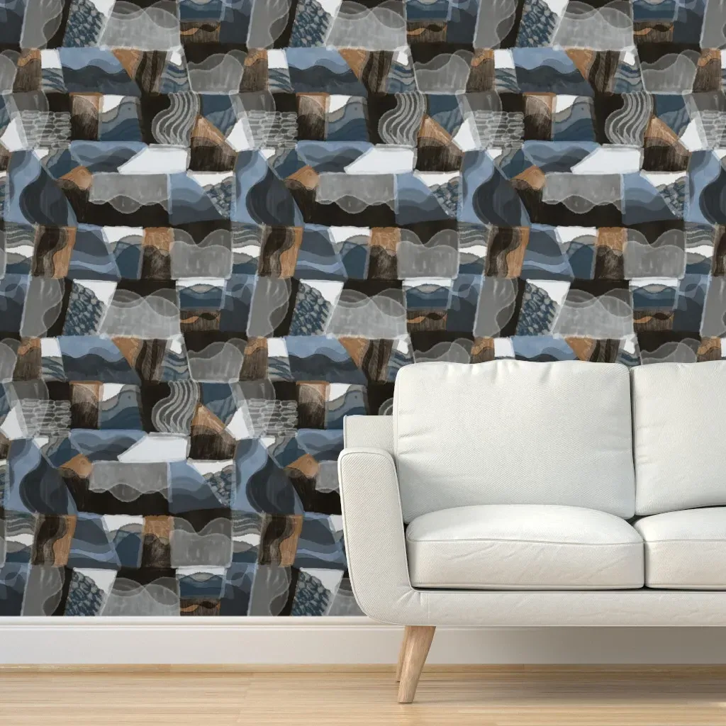 Washi Elements Peel and Stick Wallpaper - Gray Blue product