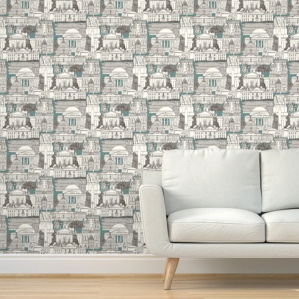 Washington DC Toile Peel and Stick Wallpaper - Juniper product