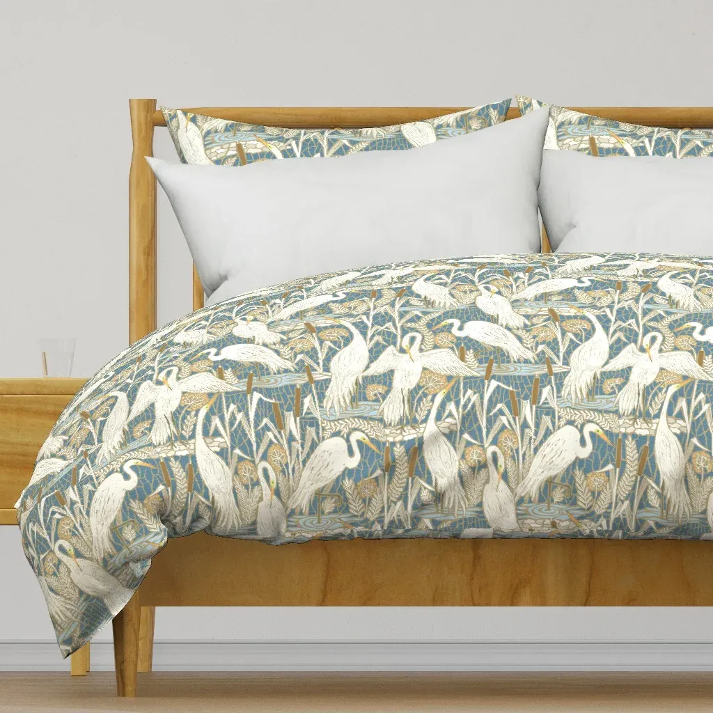 Watching Cranes Duvet Cover - Muted Blue product