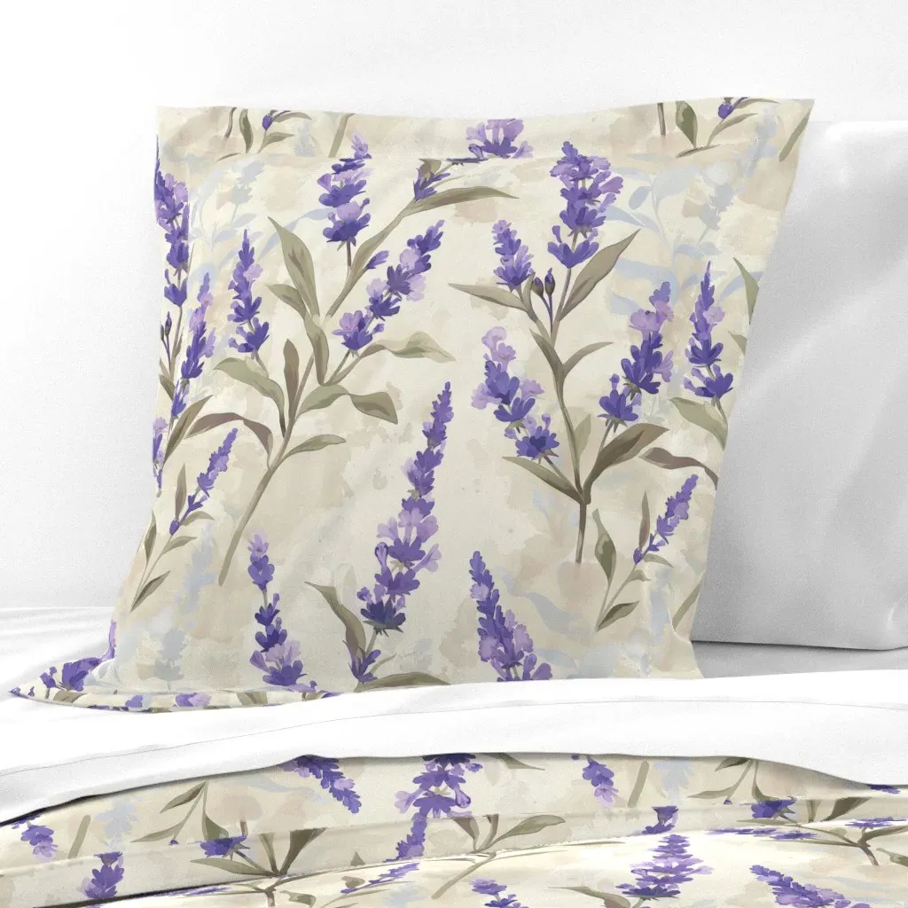 Water Color Ink Outline Floral Euro Pillow Sham - Lavender Purple product