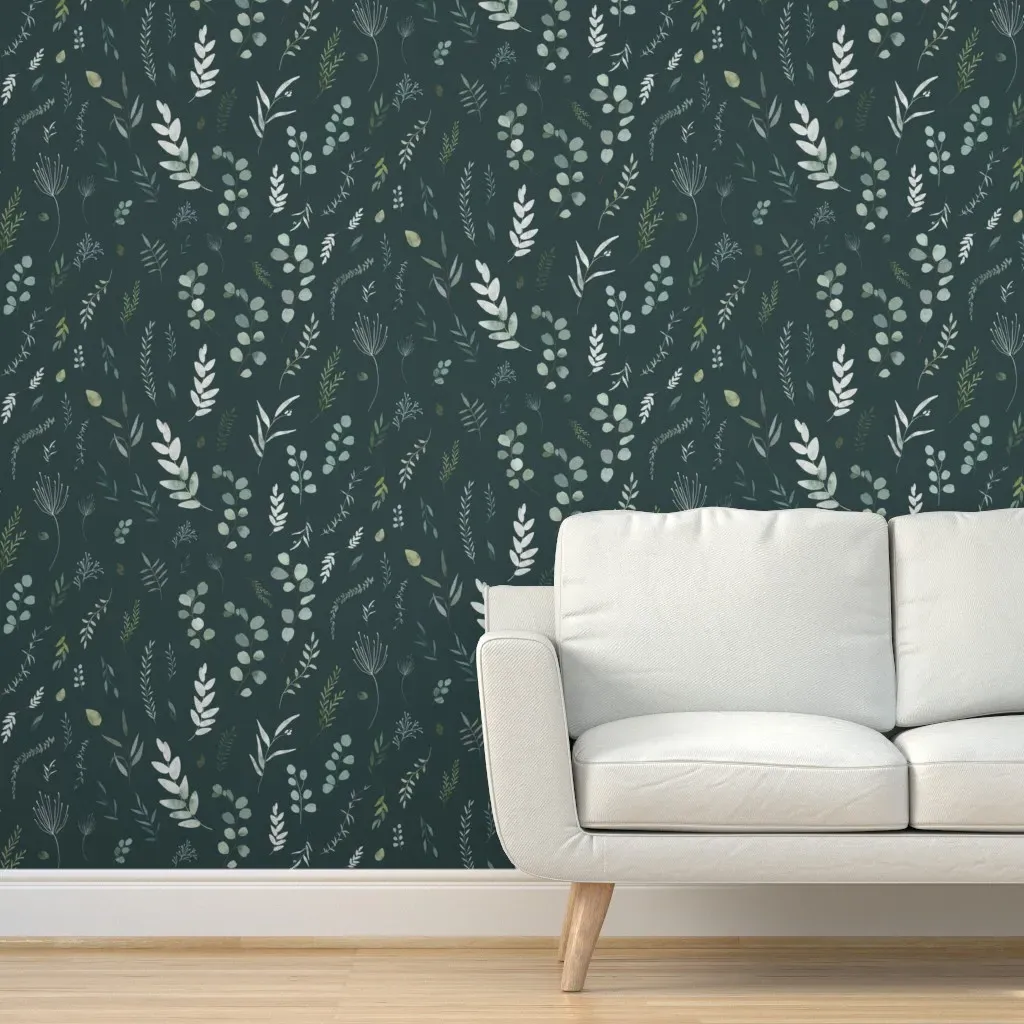 Water Color Leaves Peel and Stick Wallpaper - Sage Green product