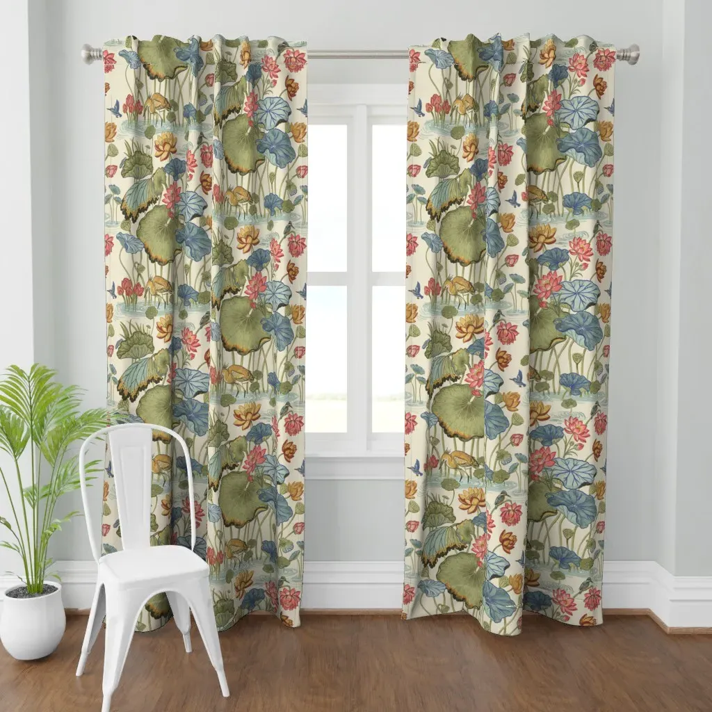 Water Lilies Large Curtain Panel - Green product