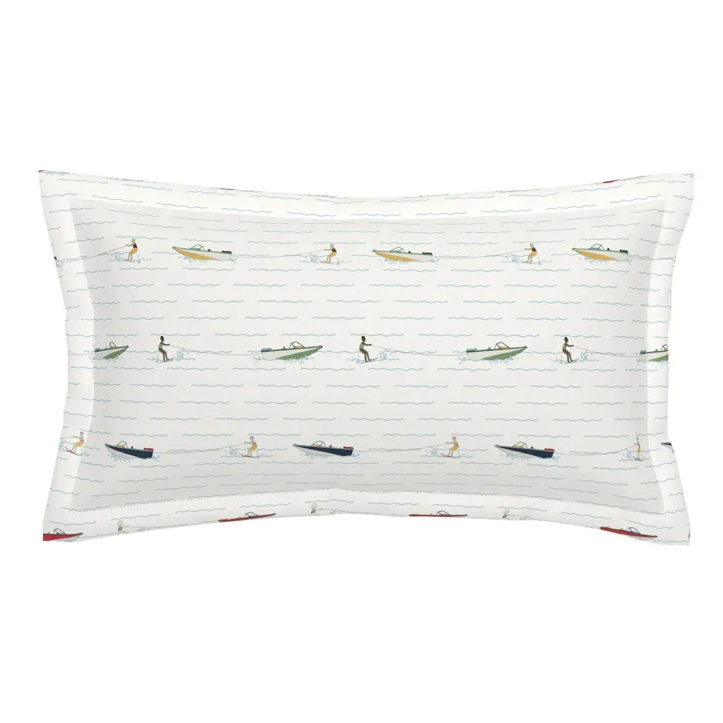 Water Skiers Lake Life King Pillow Sham - White product
