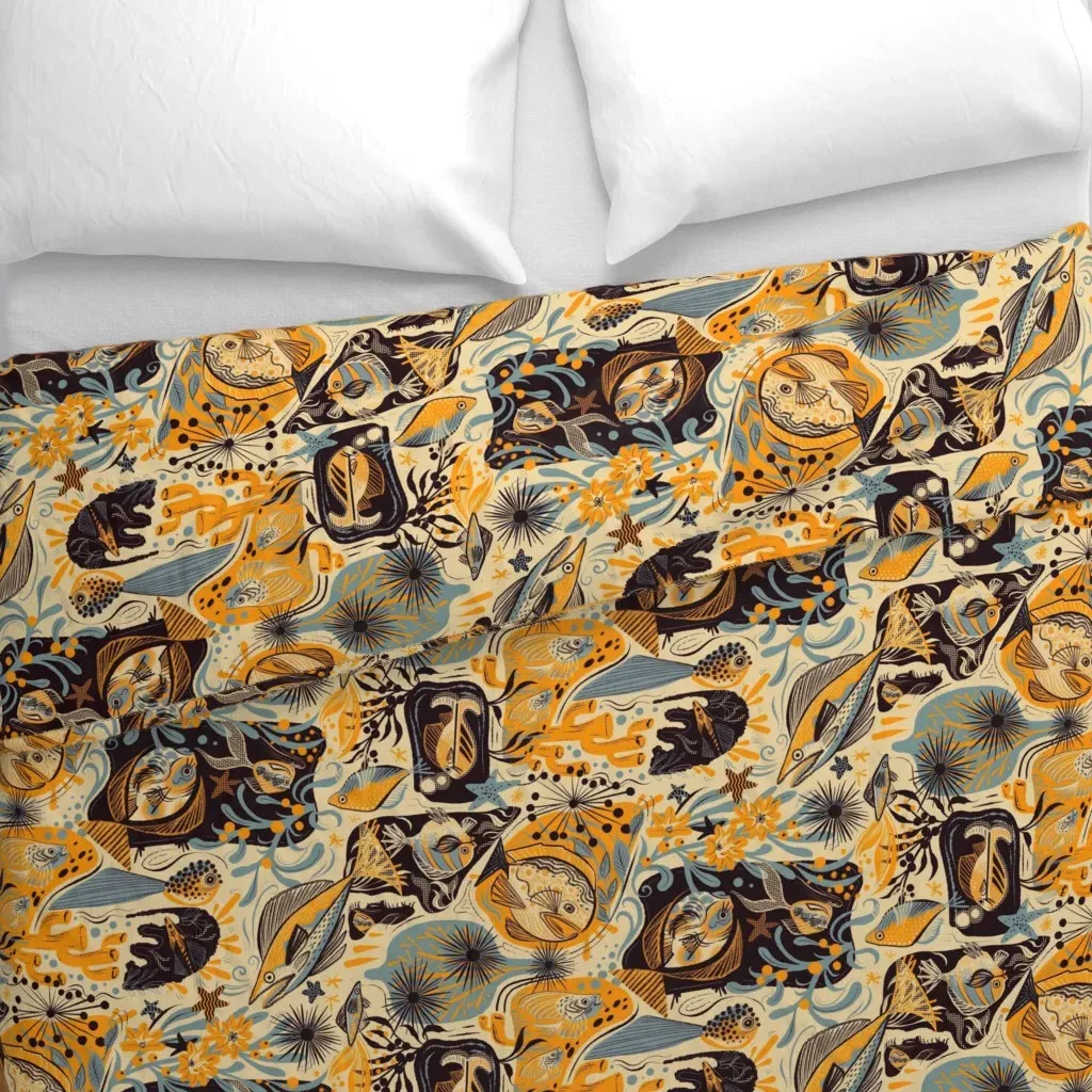 Water World Duvet Cover - Mustard Yellow alternate view