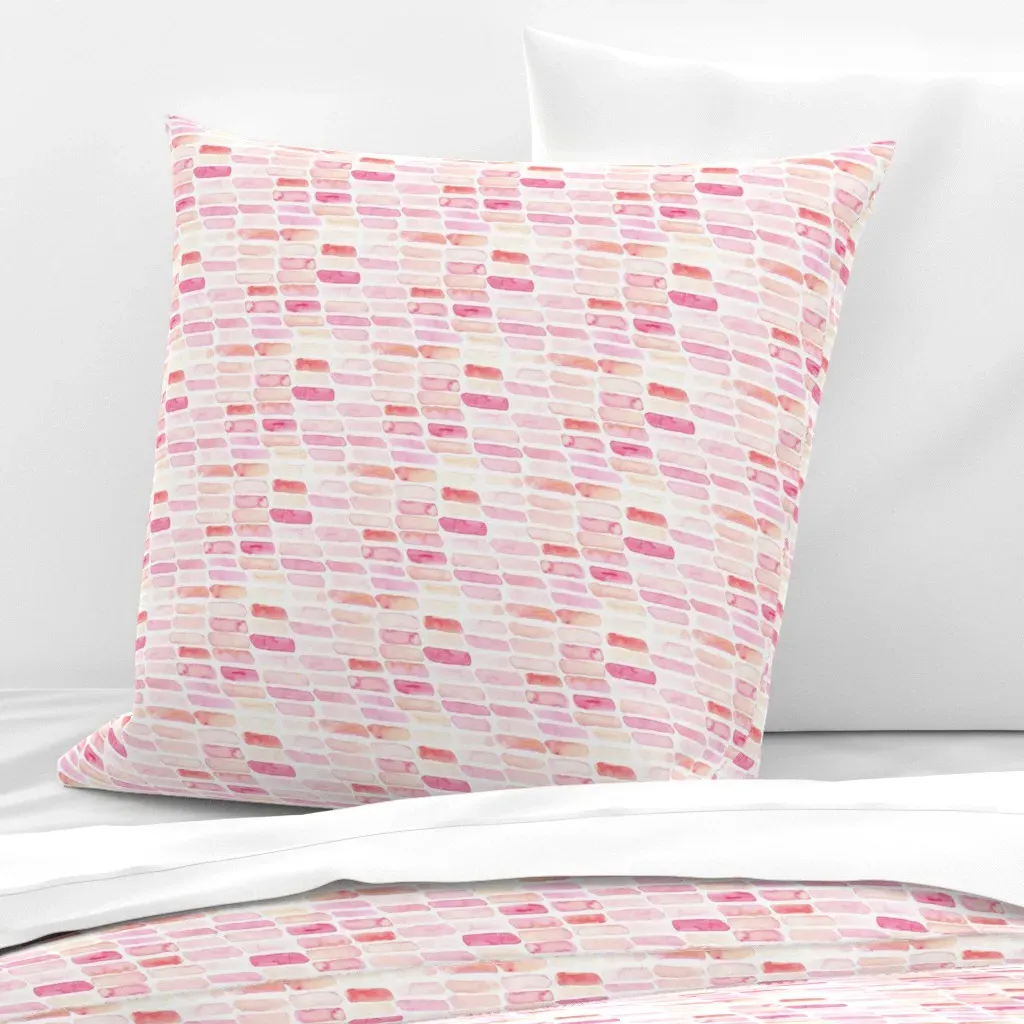 Watercolor Abstract Bars Euro Pillow Sham - Pink product