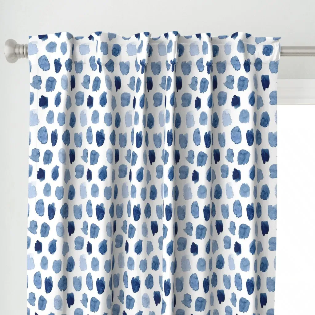Watercolor Abstract Curtain Panel - Indigo alternate view