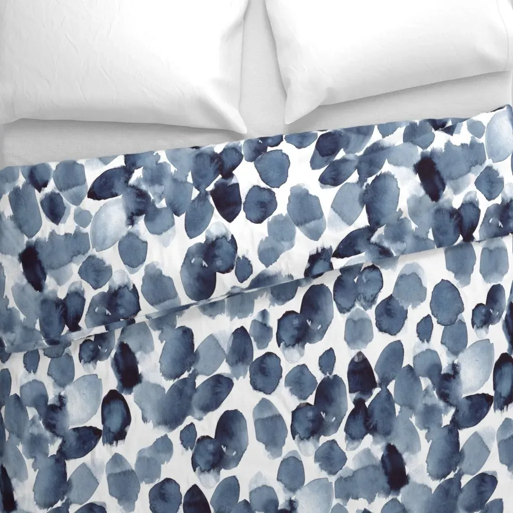 Watercolor Abstract Paint Duvet Cover - Indigo alternate view