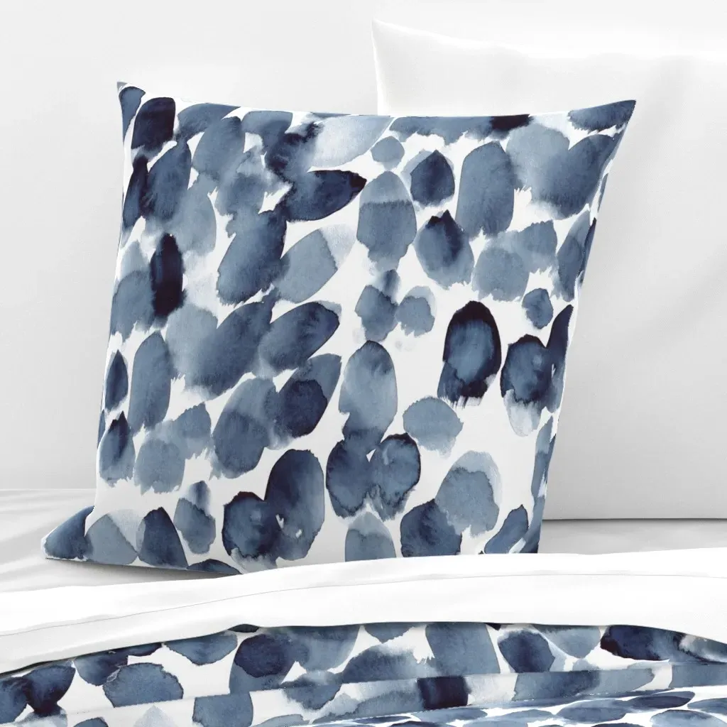 Watercolor Abstract Paint Spots Euro Pillow Sham - Indigo product
