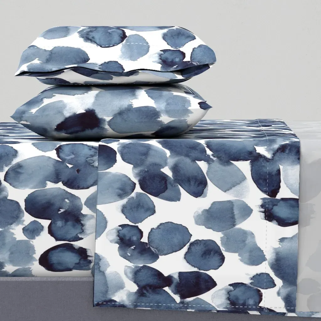 Watercolor Abstract Paint Spots Full Sheet Set - Indigo product