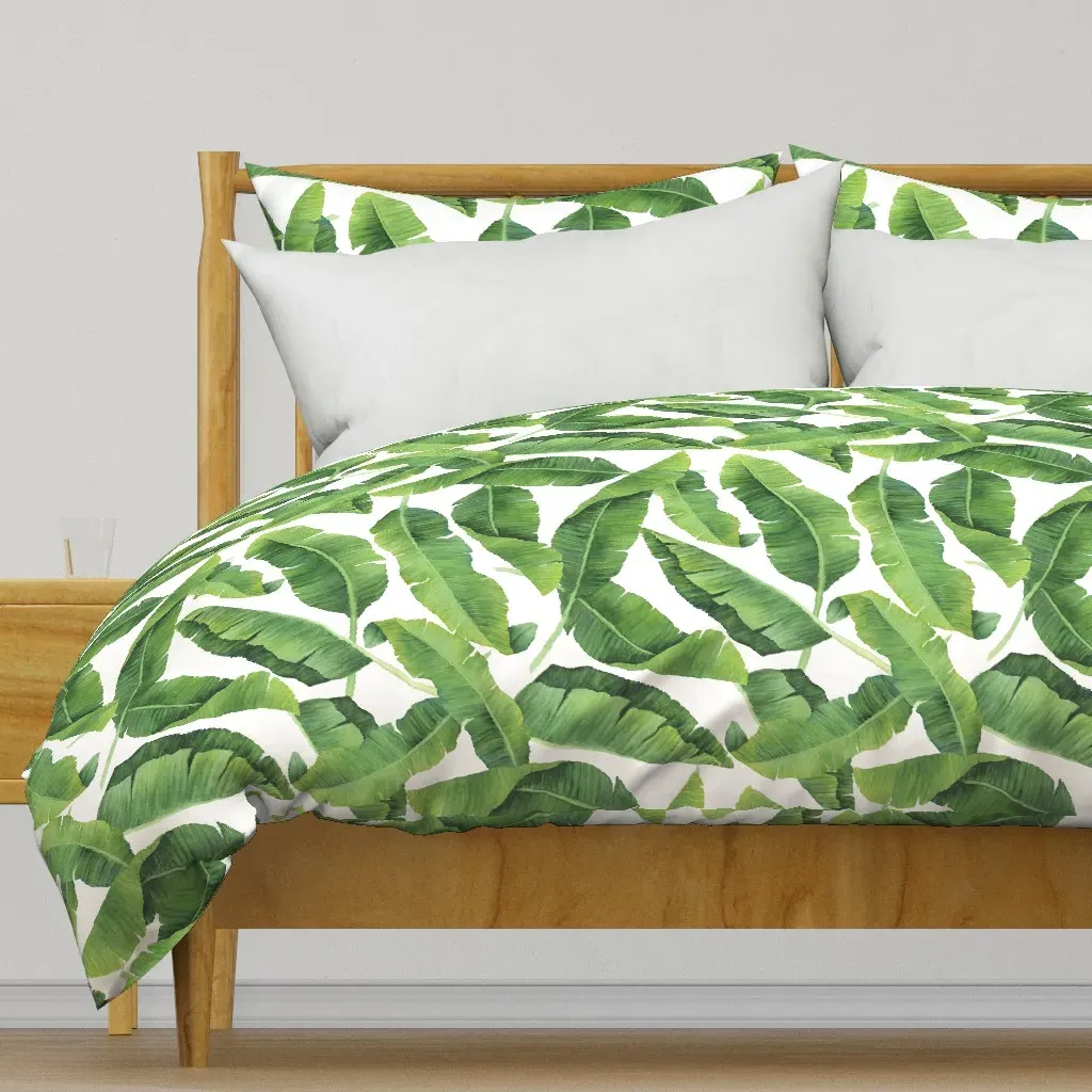 Watercolor Banana Leaves Duvet Cover - Green product