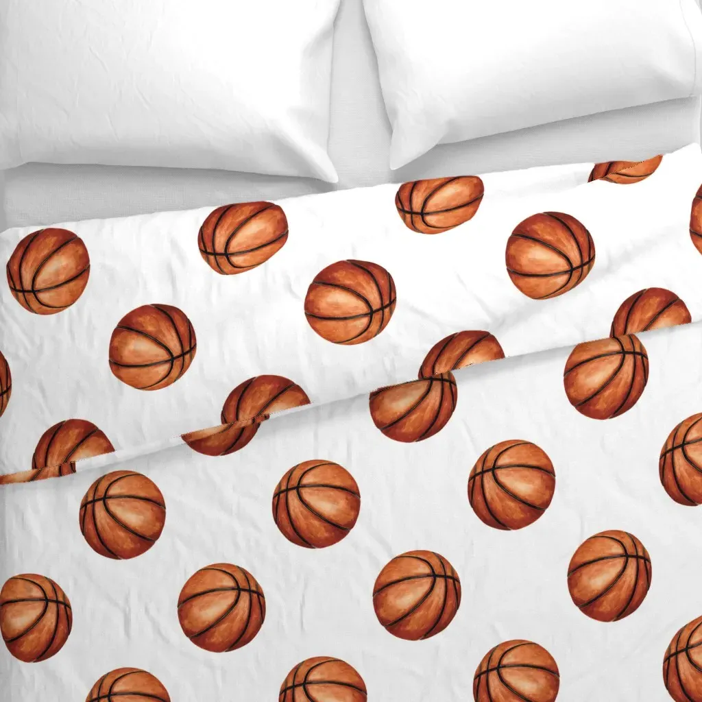 Watercolor Basketball Duvet Cover - Orange Brown alternate view