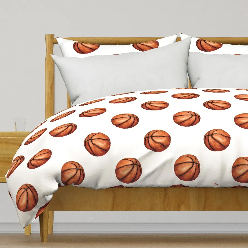 Watercolor Basketball Duvet Cover - Orange Brown product