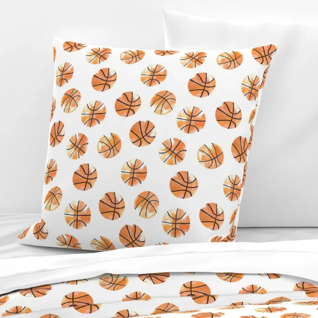 Watercolor Basketballs Euro Pillow Sham - Orange product