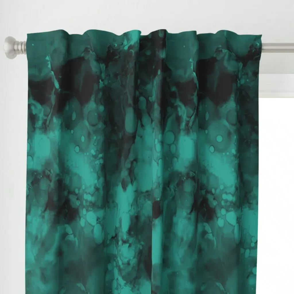 Watercolor Blender Deep Curtain Panel - Teal alternate view