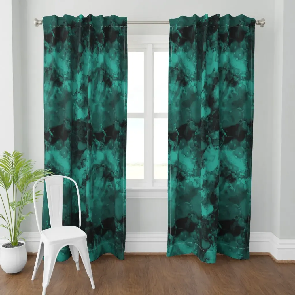 Watercolor Blender Deep Curtain Panel - Teal product