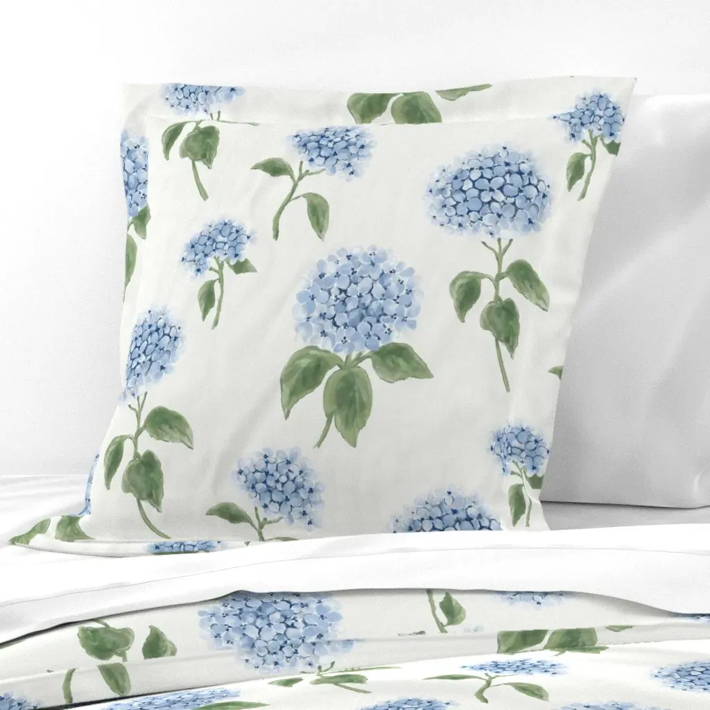 Watercolor Blue Hydrangeas Euro Pillow Sham - Blue product