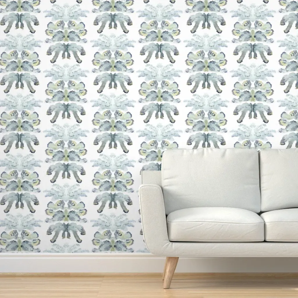 Watercolor Butterfly Blot Peel and Stick Wallpaper - Dusty Blue product